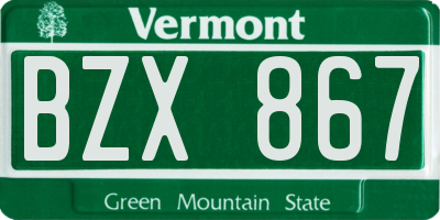VT license plate BZX867
