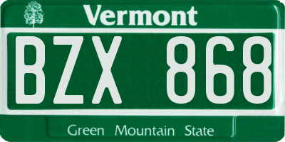 VT license plate BZX868