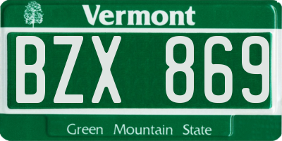 VT license plate BZX869