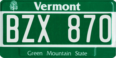 VT license plate BZX870
