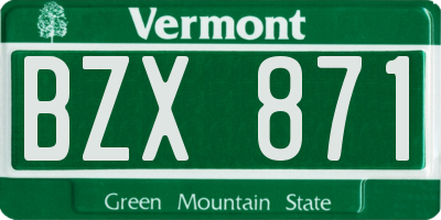 VT license plate BZX871