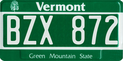 VT license plate BZX872