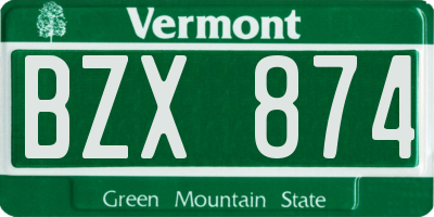 VT license plate BZX874