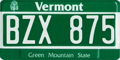 VT license plate BZX875