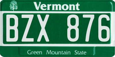VT license plate BZX876
