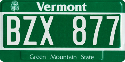 VT license plate BZX877