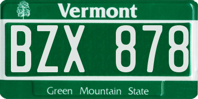 VT license plate BZX878