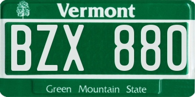 VT license plate BZX880