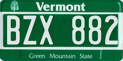 VT license plate BZX882