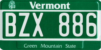 VT license plate BZX886
