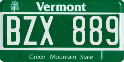 VT license plate BZX889