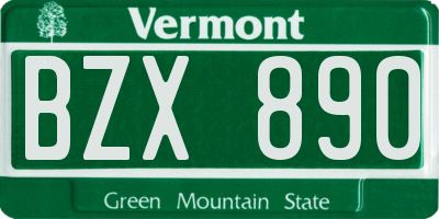 VT license plate BZX890