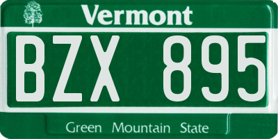 VT license plate BZX895