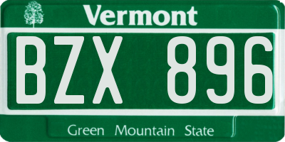 VT license plate BZX896