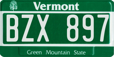 VT license plate BZX897