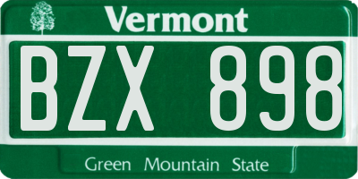 VT license plate BZX898