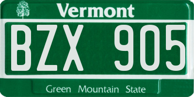 VT license plate BZX905