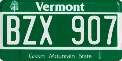 VT license plate BZX907