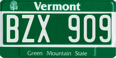 VT license plate BZX909