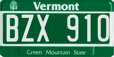 VT license plate BZX910