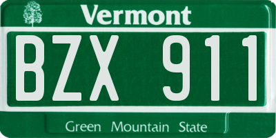 VT license plate BZX911