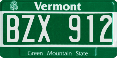 VT license plate BZX912