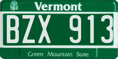 VT license plate BZX913