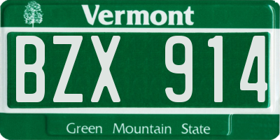 VT license plate BZX914