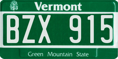 VT license plate BZX915