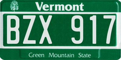 VT license plate BZX917