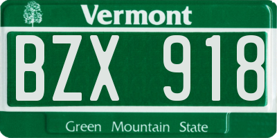 VT license plate BZX918