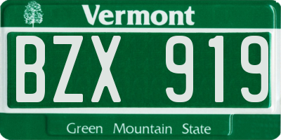 VT license plate BZX919