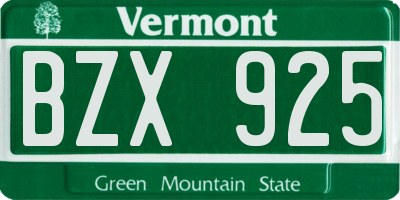 VT license plate BZX925