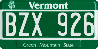 VT license plate BZX926