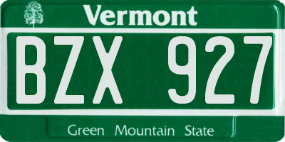 VT license plate BZX927