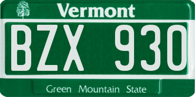 VT license plate BZX930