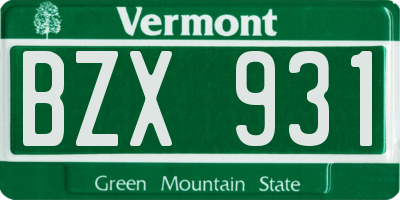 VT license plate BZX931