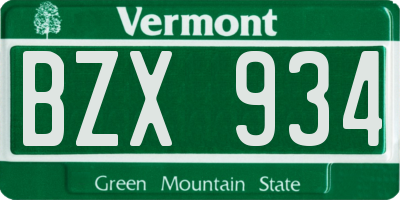 VT license plate BZX934