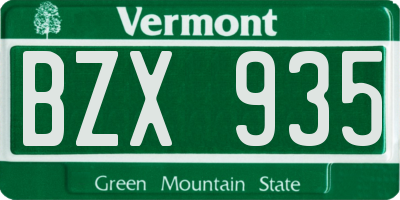 VT license plate BZX935