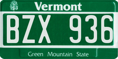 VT license plate BZX936
