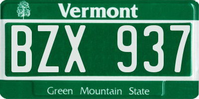 VT license plate BZX937