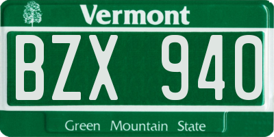 VT license plate BZX940