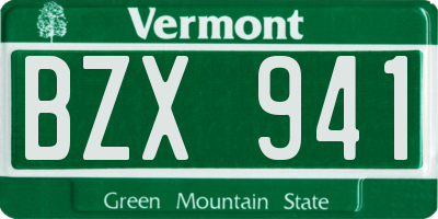 VT license plate BZX941