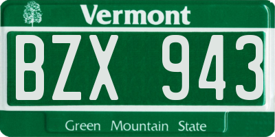 VT license plate BZX943