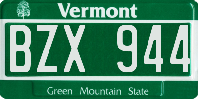 VT license plate BZX944