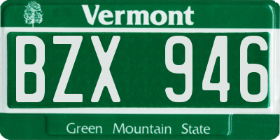 VT license plate BZX946