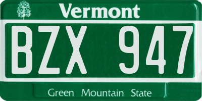 VT license plate BZX947