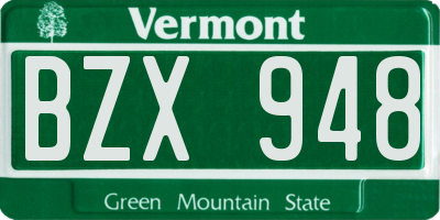 VT license plate BZX948