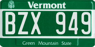VT license plate BZX949