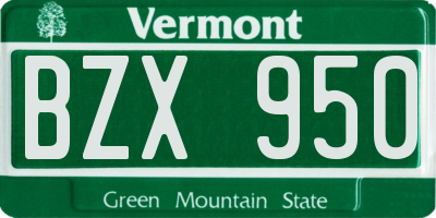 VT license plate BZX950